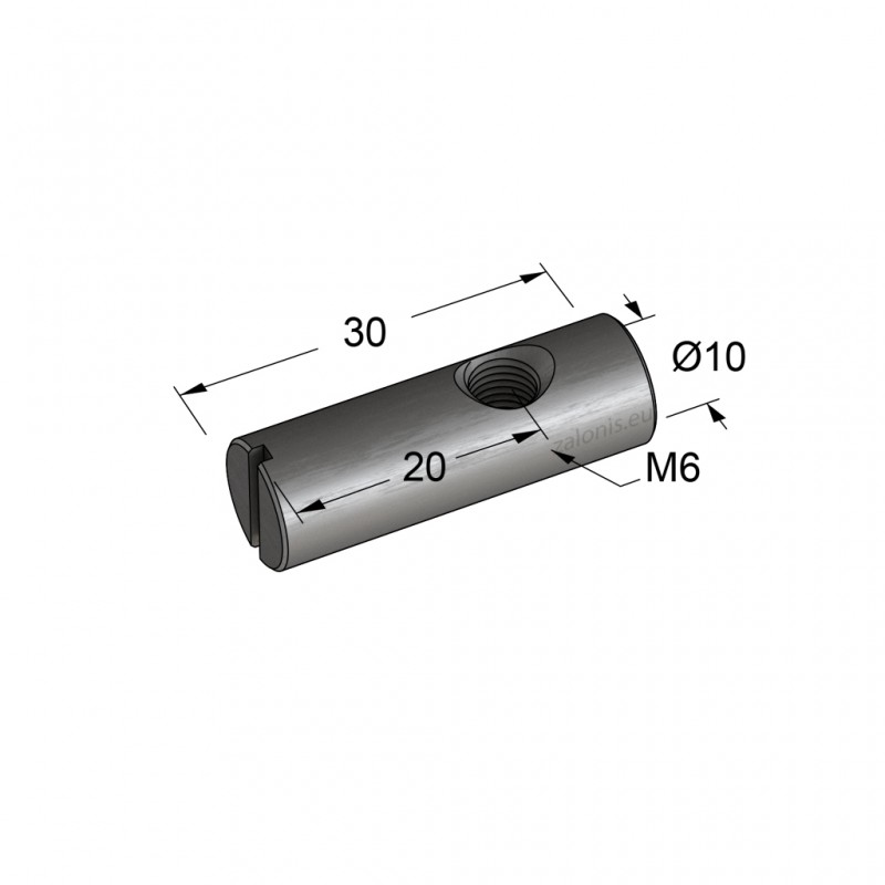 BARREL NUT FOR FURNITURE Μ6 10x30 / OFF CENTER